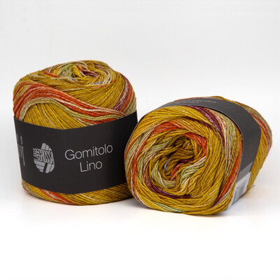 gomitolo lino  2017-горчично-желтый/оранжевый/жёлто-зеленый/жёлтый/бургунд/карри