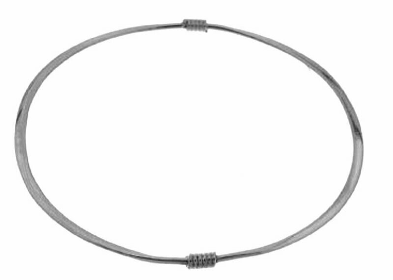 Ironclay Silver Bangle Flat Oval with Ropings