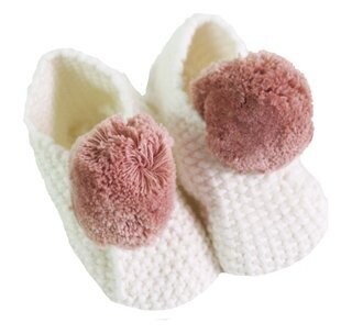 Alimrose Baby Pom Pom Slippers - Ivory Blossom