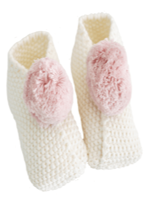 Alimrose Baby Pom Pom Slippers Dusty Pink & Ivory