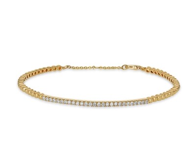 Eternity Diamonds Bar &amp; Gold Beads Bracelet
