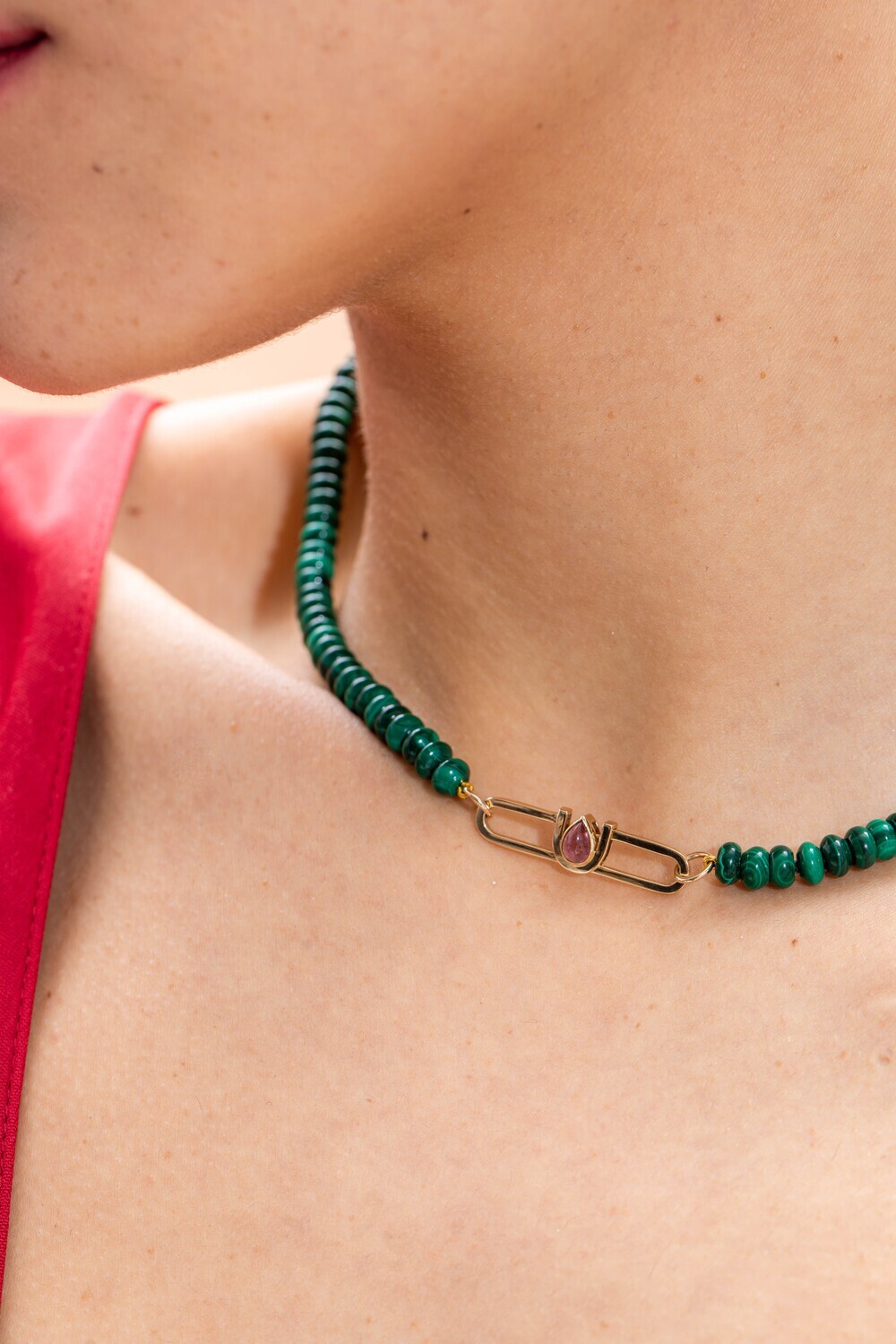 Poize Lock Malachite Necklace