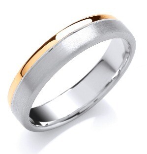 Court Two Colour Matt &amp; Polished Finish Groove Wedding Band 5mm