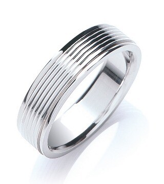 Flat Court 6mm Ribbed Wedding Band 6mm