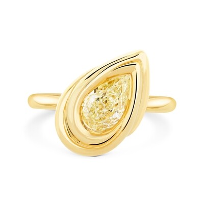 Bold Balance Plump Ring with 1.01ct Pearshape Yellow Diamond