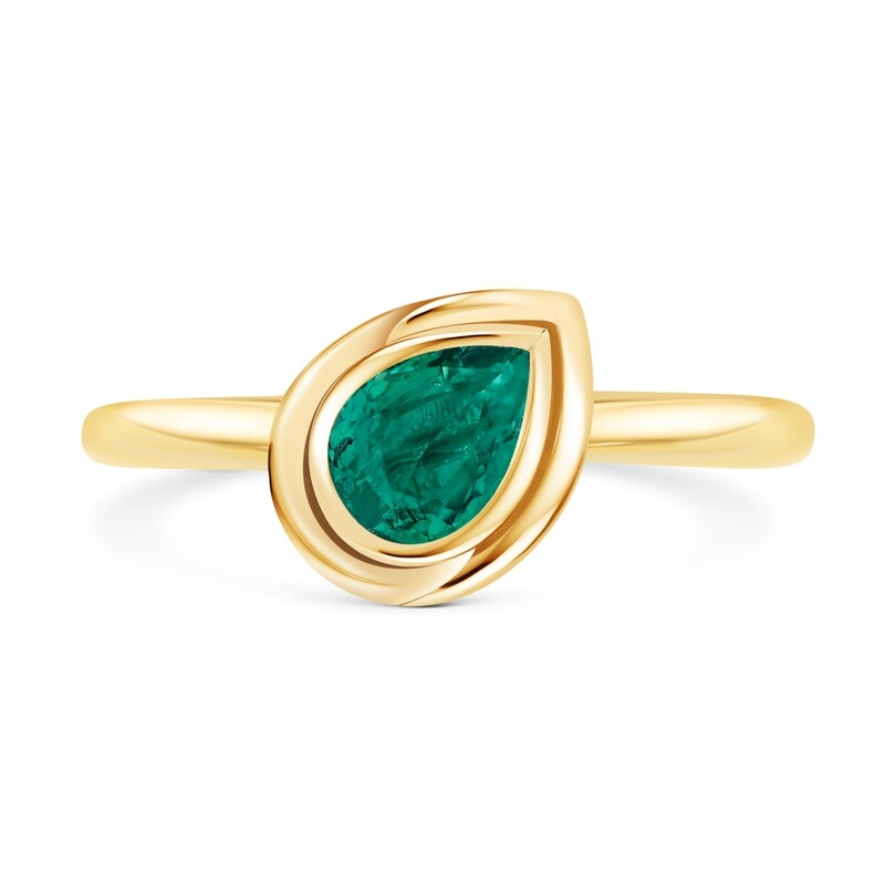Bold Balance 0.65ct Pearshape Emerald Ring