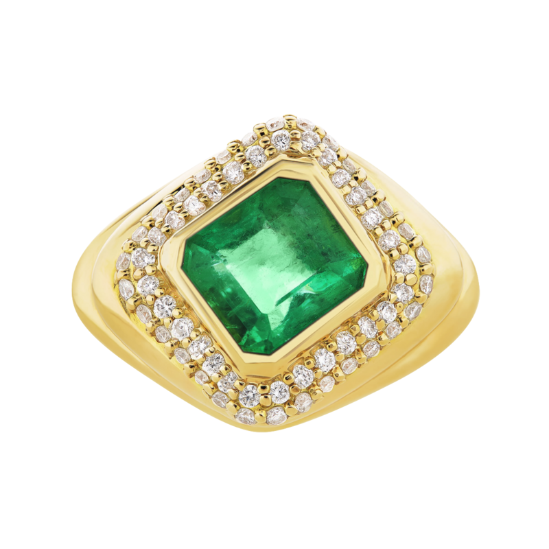 Bold Balance 1.90ct Columbian Emerald Ring with Pave Diamond POA