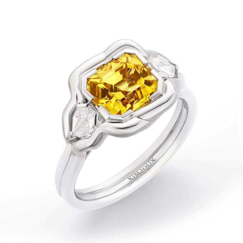 Bold Balance Plump Ring with 1.01ct Pearshape Yellow Diamond