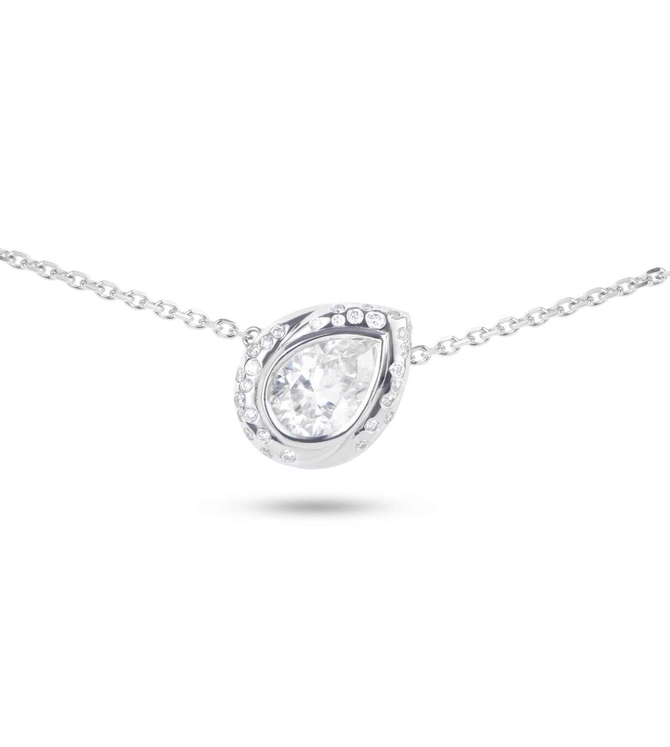 Bold Balance 1.10cts Pearshape White Diamond Pendant