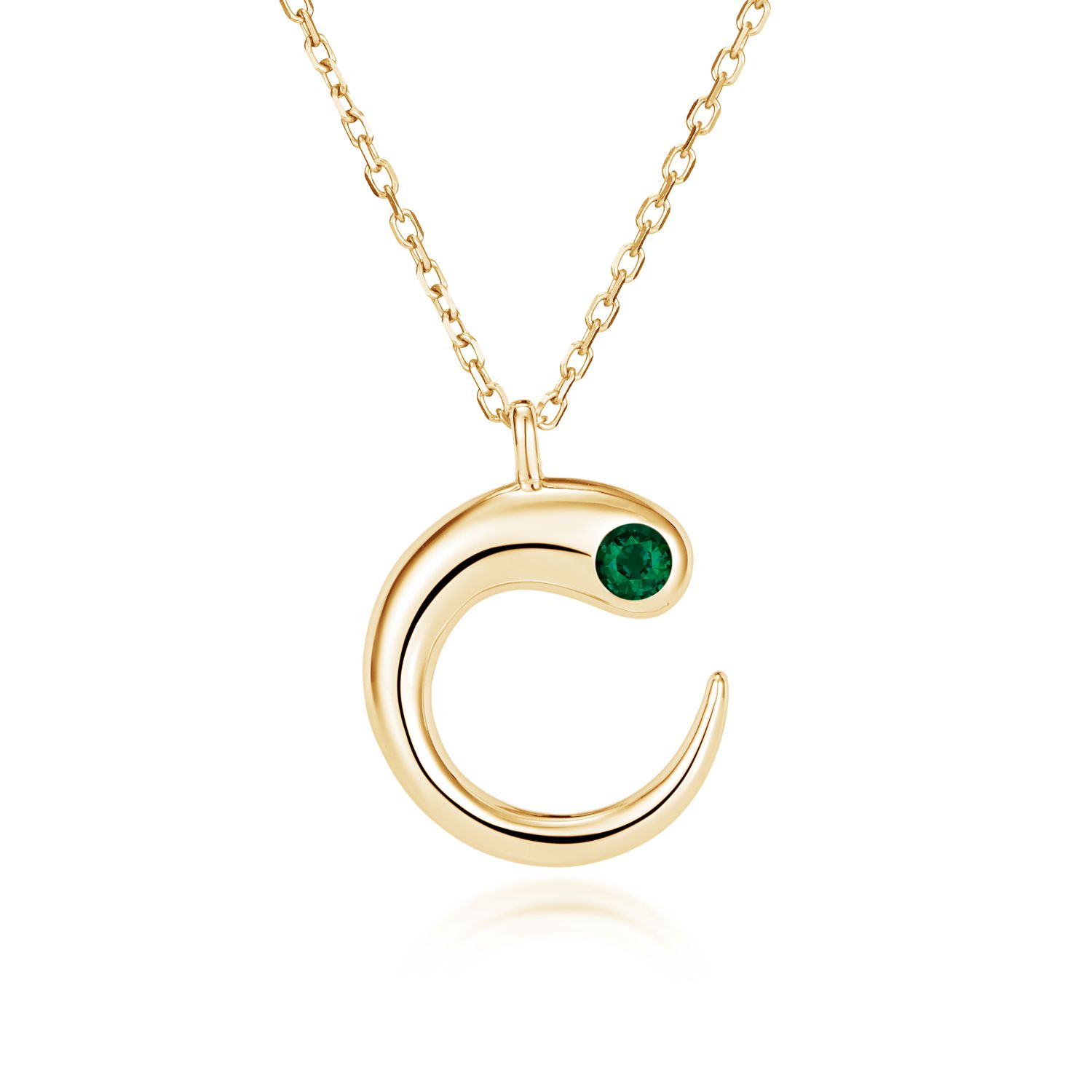 Eclipse 14K Yellow Gold with Green Emerald Pendant