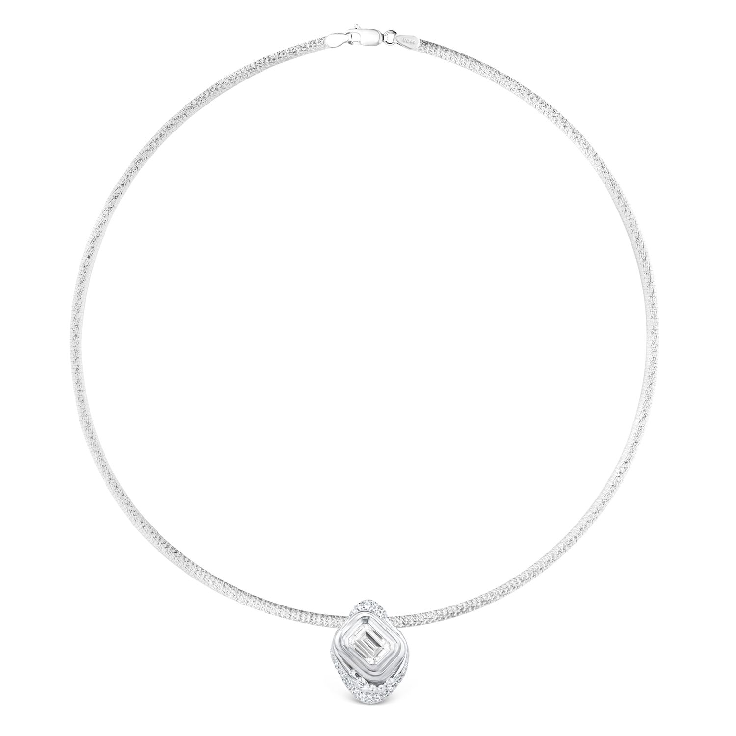 Bold Balance Ripple Pendant Emerald-cut with Pave Diamond POA