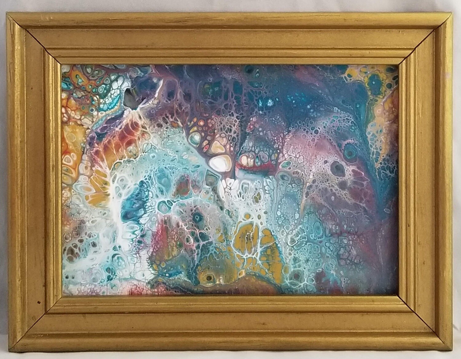 6X8 FRAMED ABSTRACT ON RECYCLED  GLASS