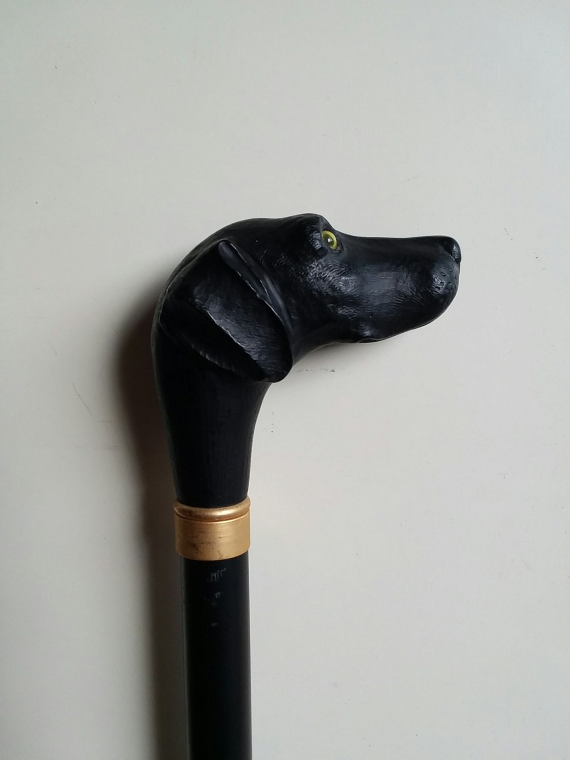 Figural cane of lab dog