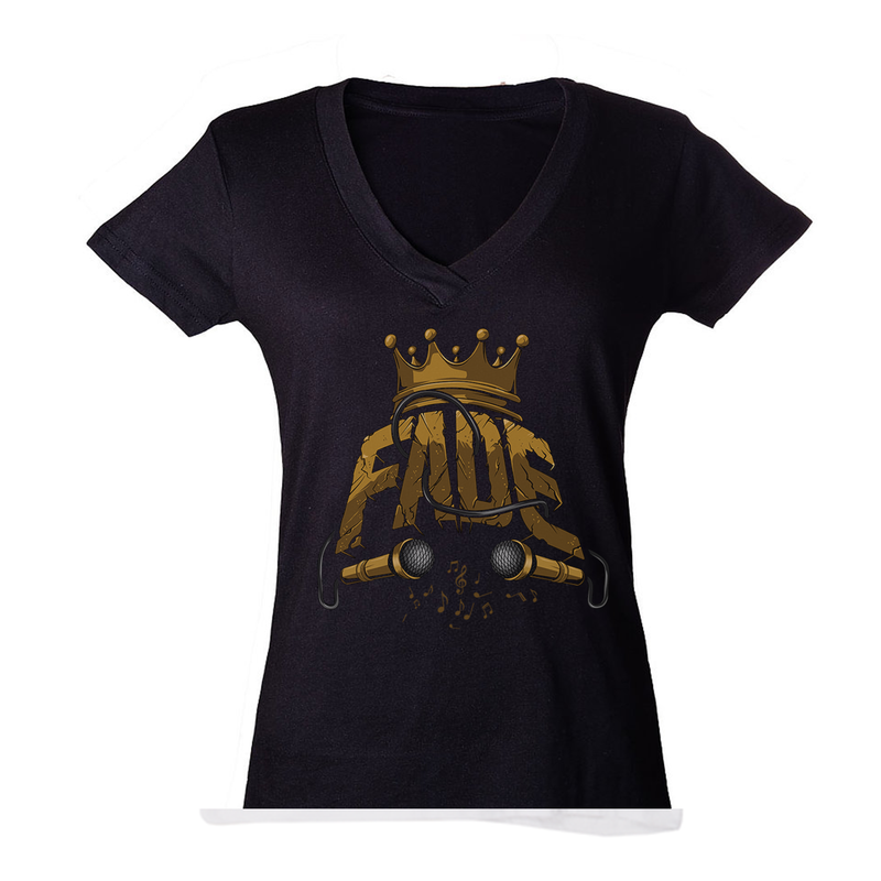 Ladies Black V-neck