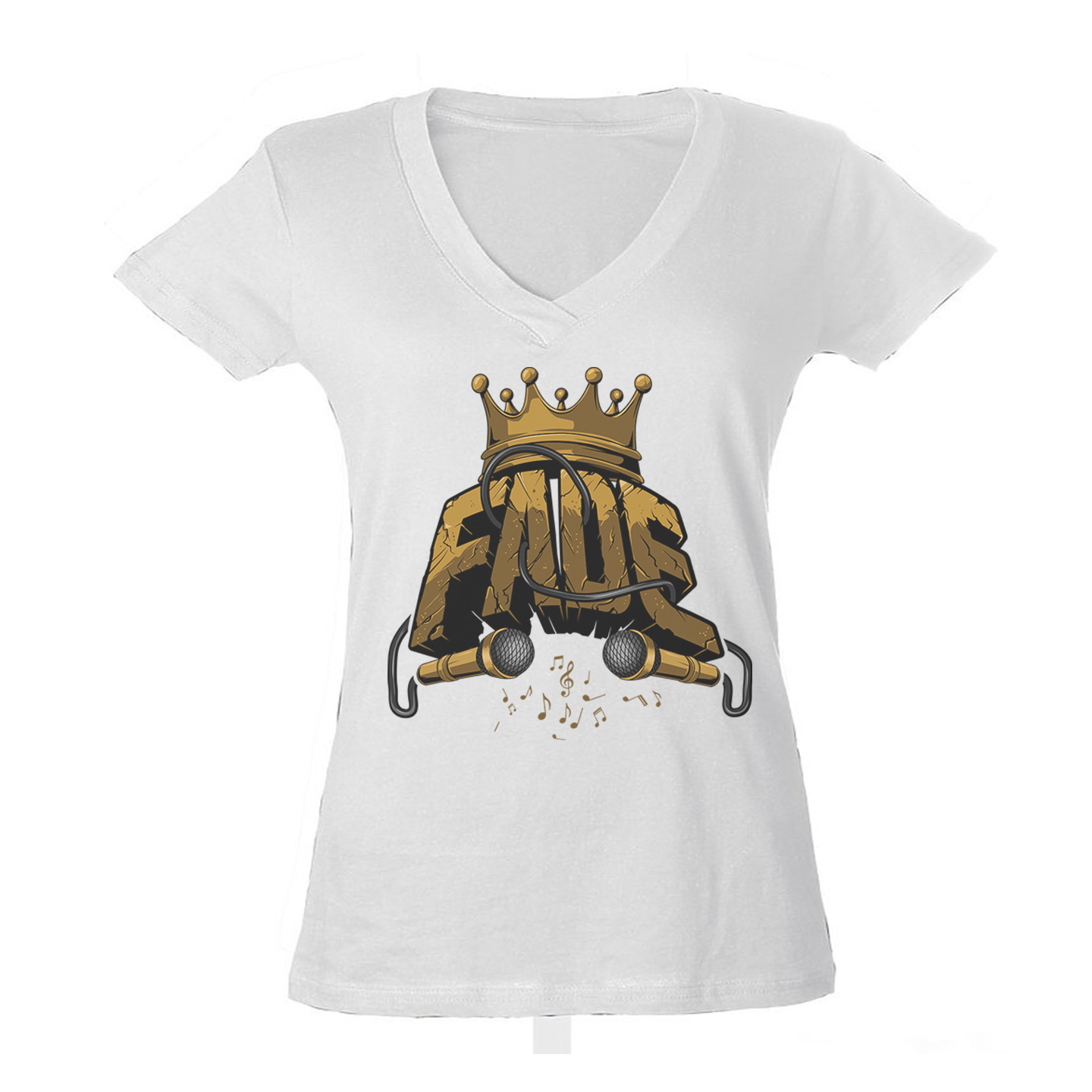 Ladies White V-neck