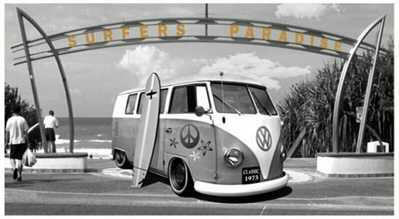 Surfers Paradise Kombi Van Beach Towel