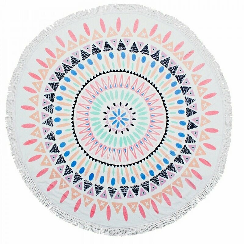 Printed Round Beach Towel – Tulum Sorbet