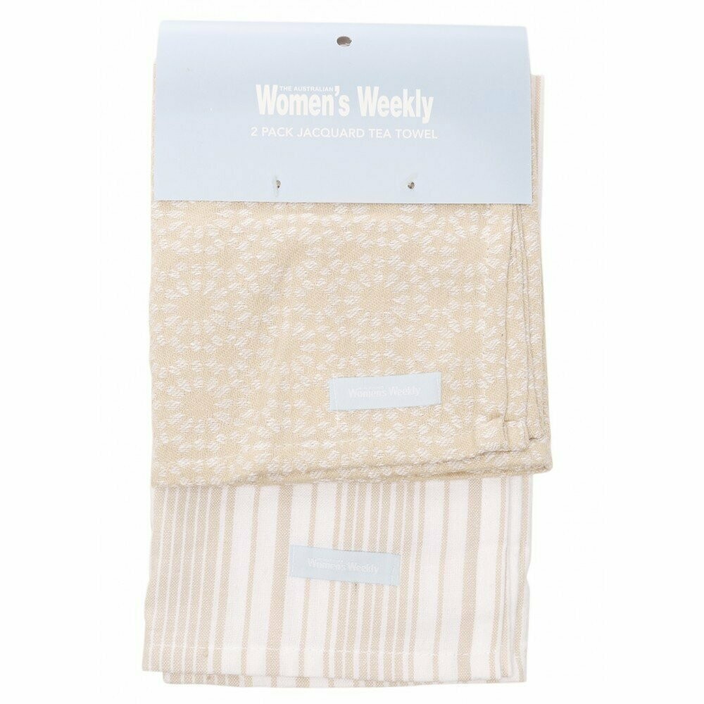 Women’s Weekly 2 Pack Tea Towel Set: Latte