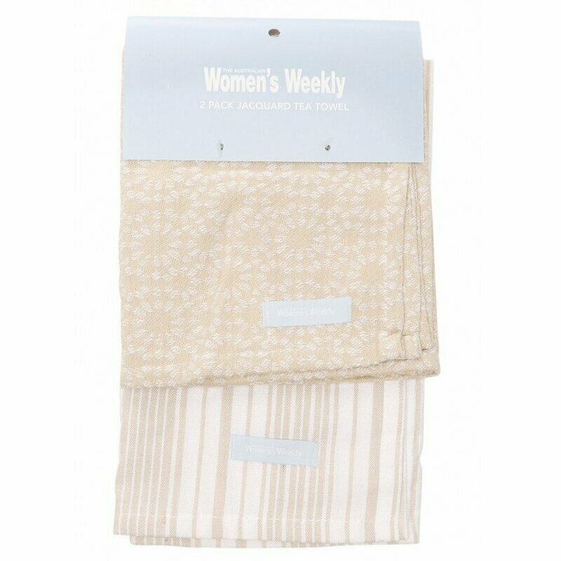 Women’s Weekly 2 Pack Tea Towel Set: Latte