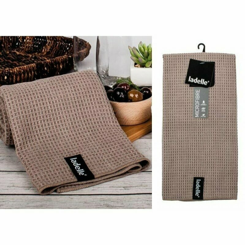 Ladelle Microfibre Glass Cloth Tea Towels: Stone