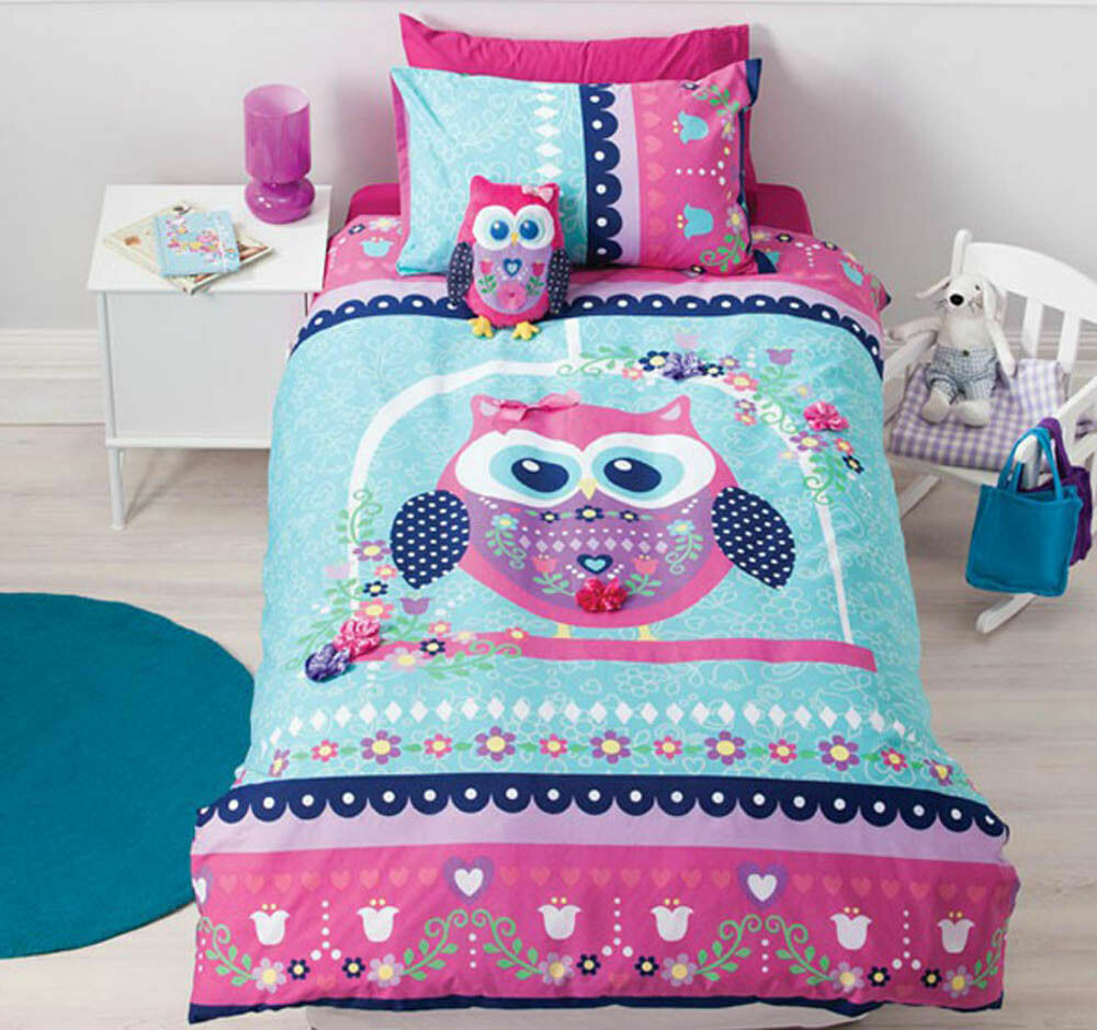 Cubby House Kids Pretty Owl Quilt Cover Set: Double