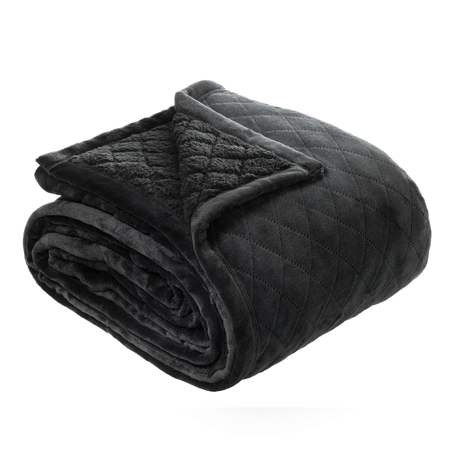 Mansfield Charcoal Sherpa Blanket Single/Double
