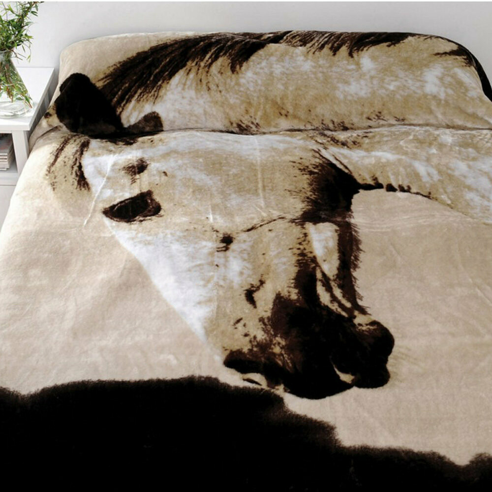 Just Home Dapple Horse Mink Blanket Queen