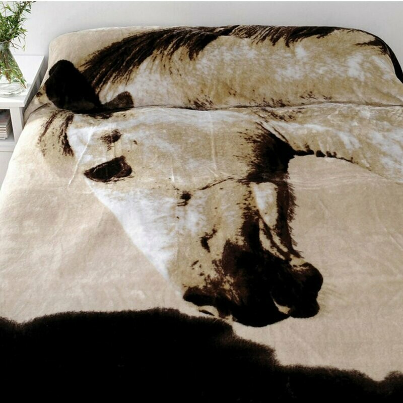 Just Home Dapple Horse Mink Blanket Queen