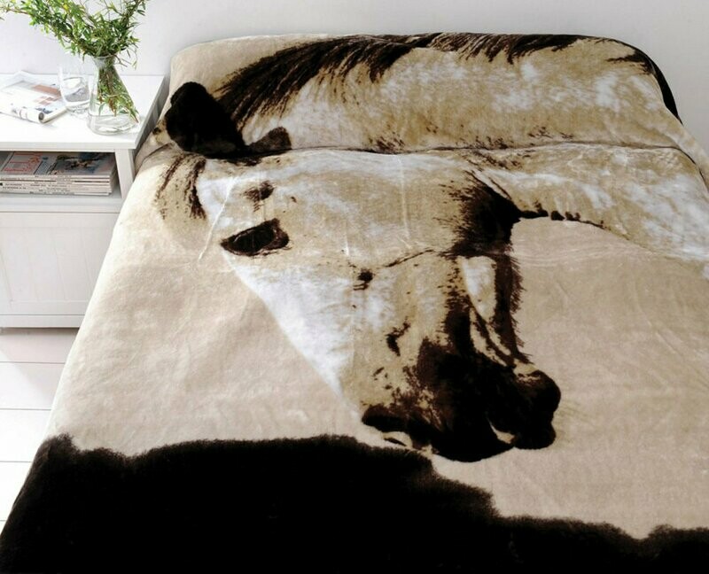 Just Home Dapple Horse Mink Blanket: Queen