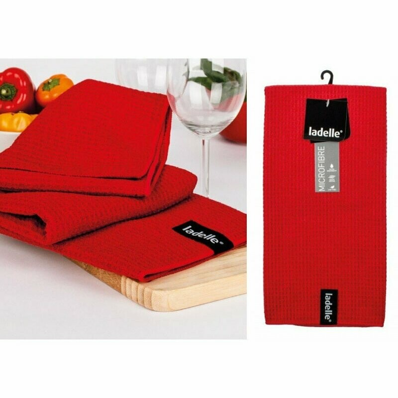 Ladelle Microfibre Glass Cloth Tea Towels: Red