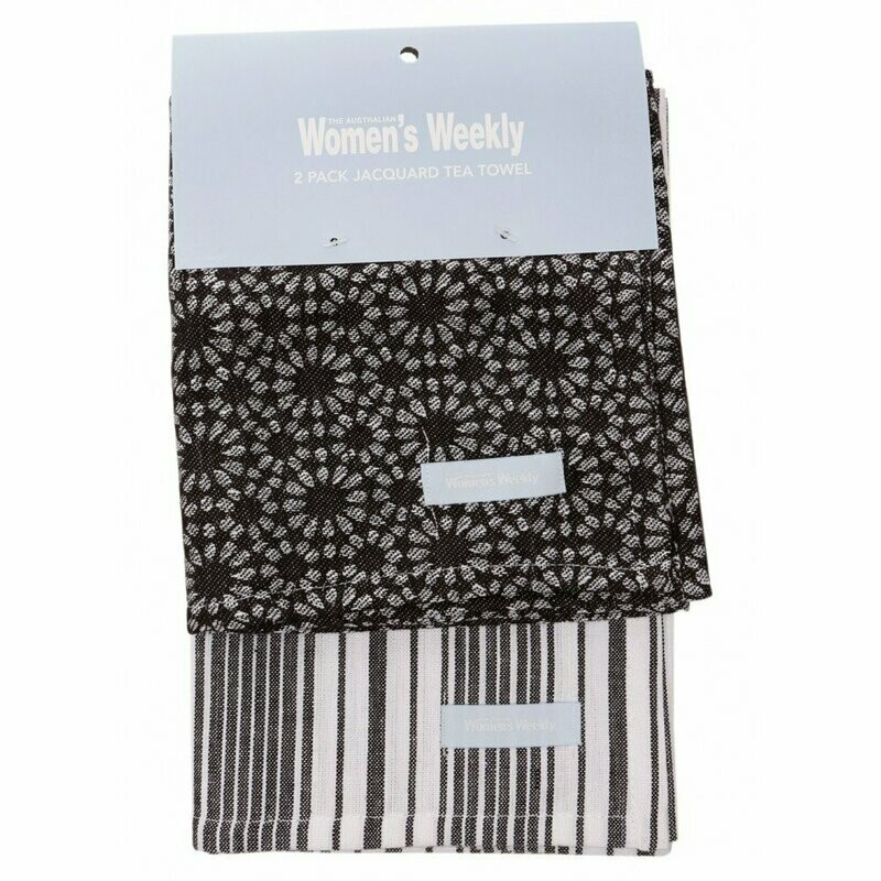 Women’s Weekly 2 Pack Tea Towel Set: Black