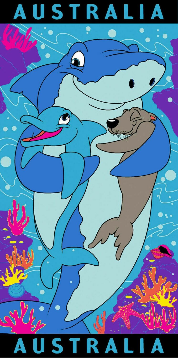 Hugging Sharks Kids Beach Towel