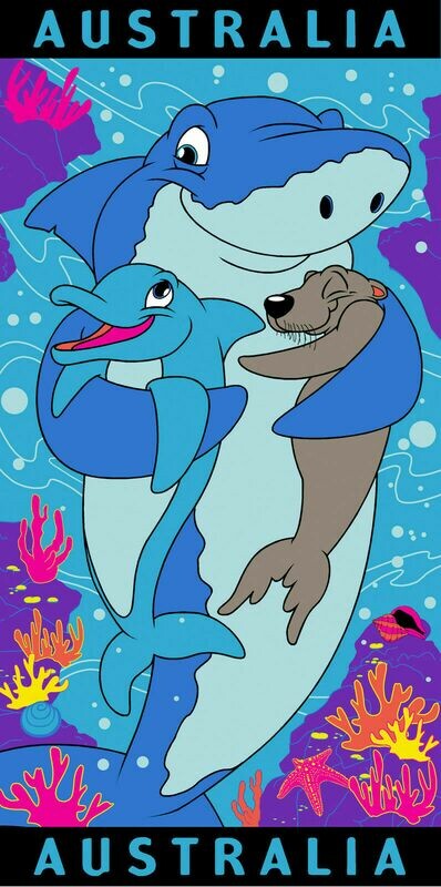 Hugging Sharks Kids Beach Towel