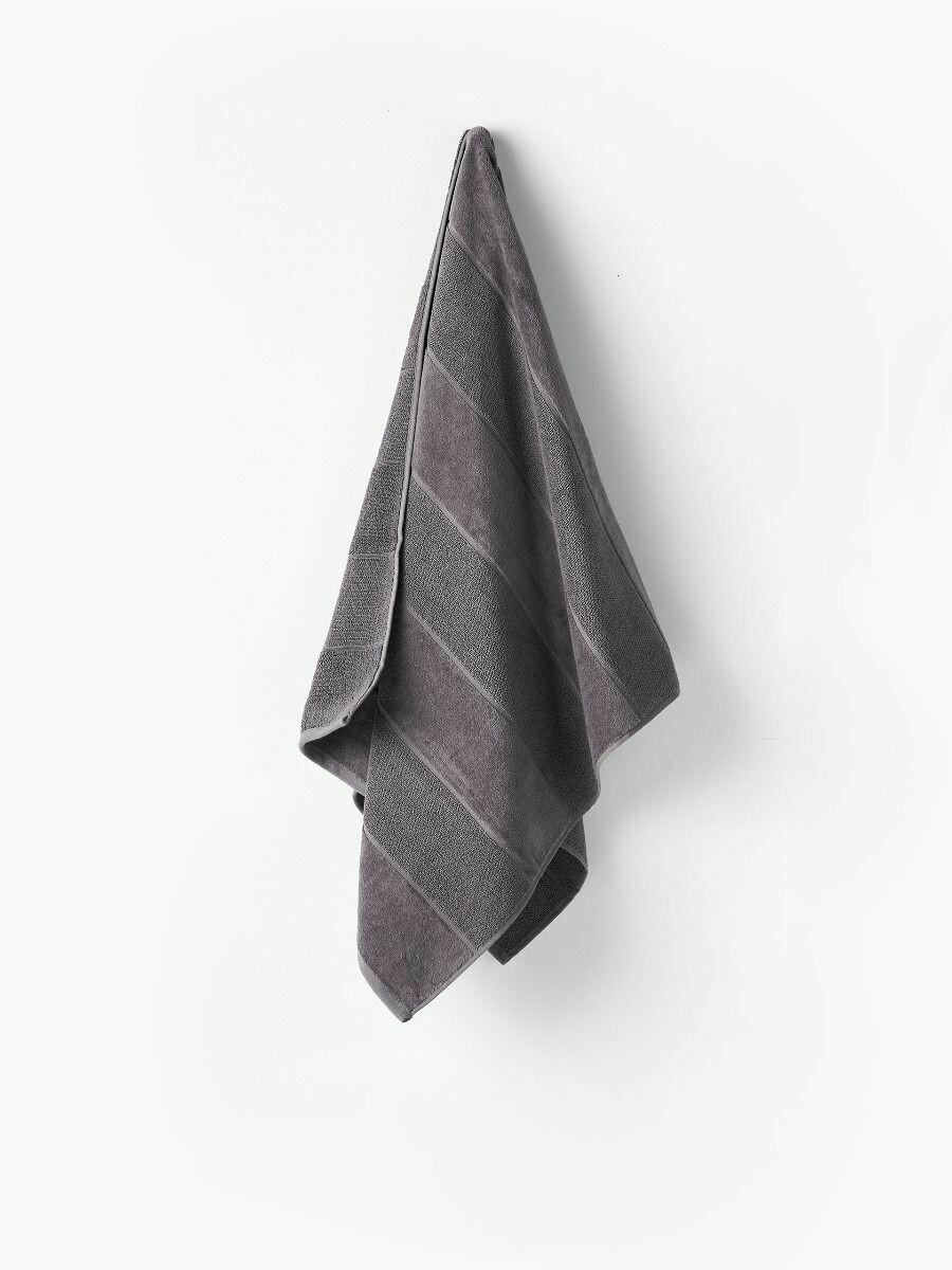 Velour Stripe Charcoal Towels by Linen House