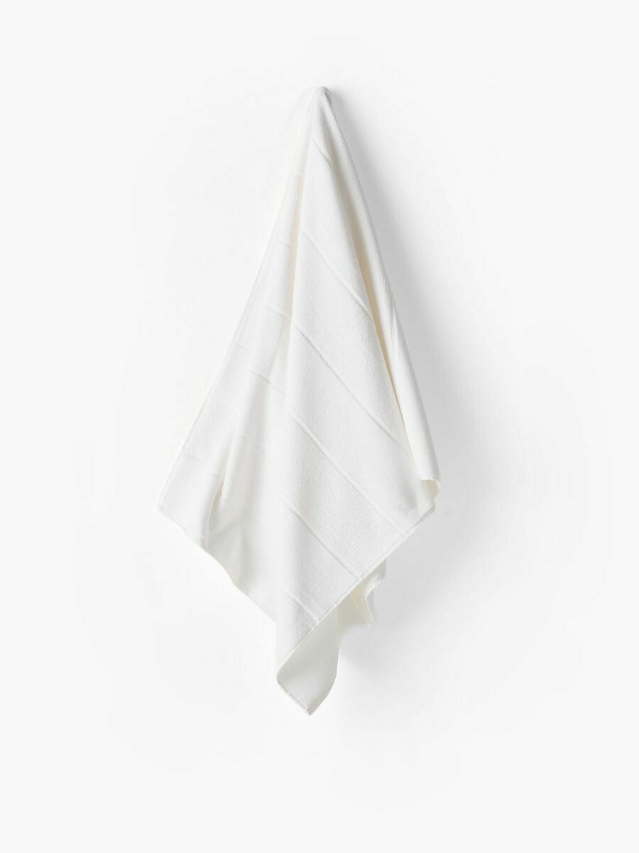 Velour Stripe White Towels by Linen House