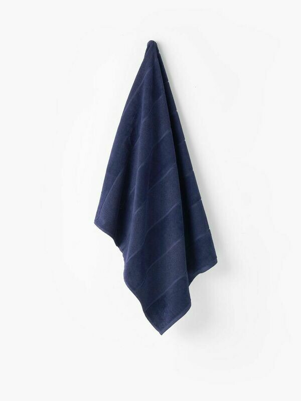 Velour Stripe Navy Towels by Linen House