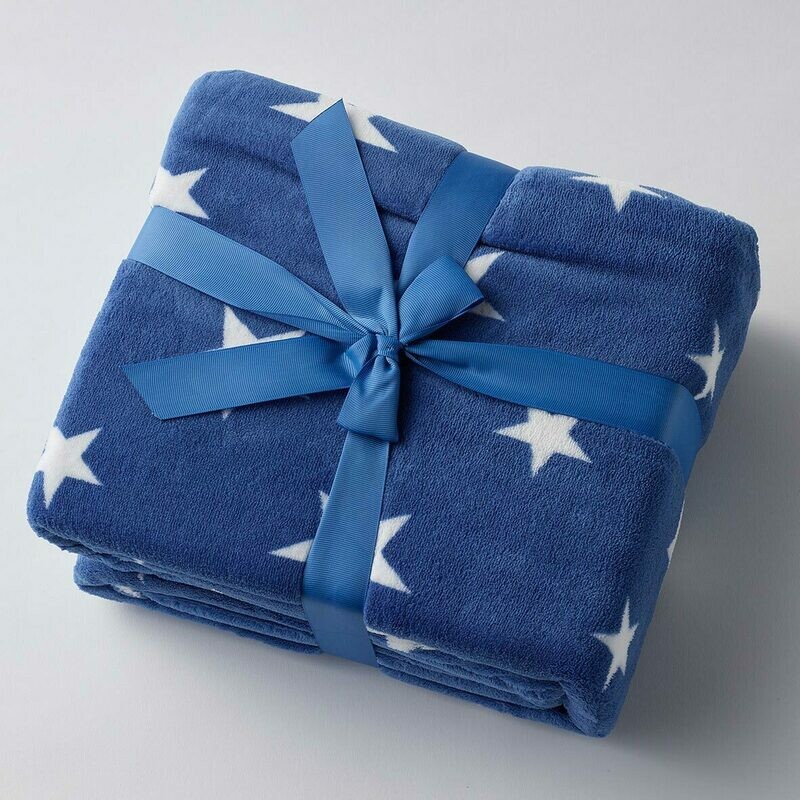 Star Fleece Blankets: Navy &amp; White Stars