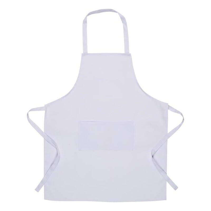 Ladelle Plain White Poly/Cotton Fabric Apron