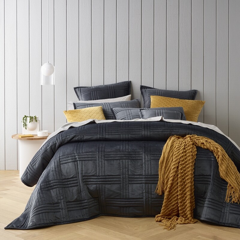 Bianca Dayton Charcoal Coverlet Super King