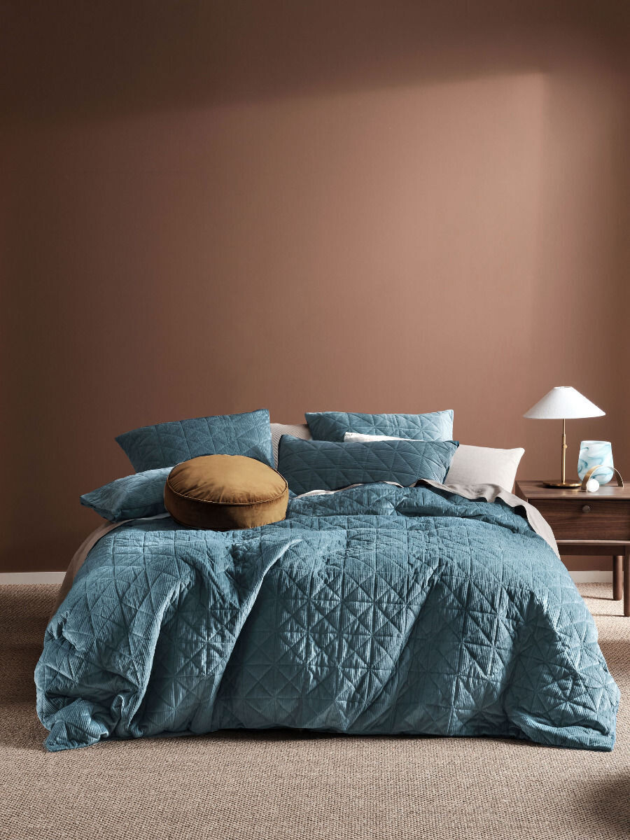 Heath Teal Quilt Cover Set by Linen House