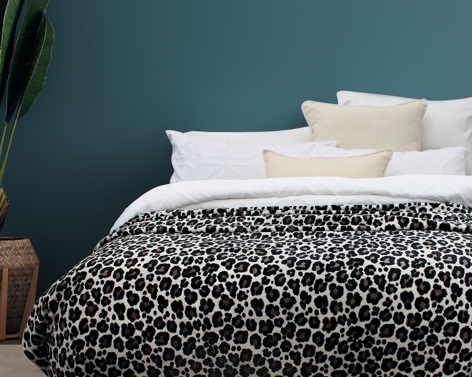 Bas Phillips African Snow Leopard Queen Blanket