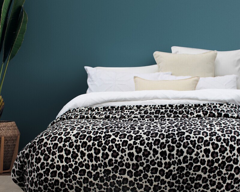 Bas Phillips African Snow Leopard Queen Blanket