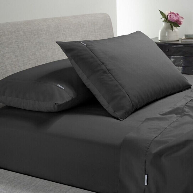 Heston 300 Thread Count Cotton Percale Sheet Sets by Bianca | Charcoal