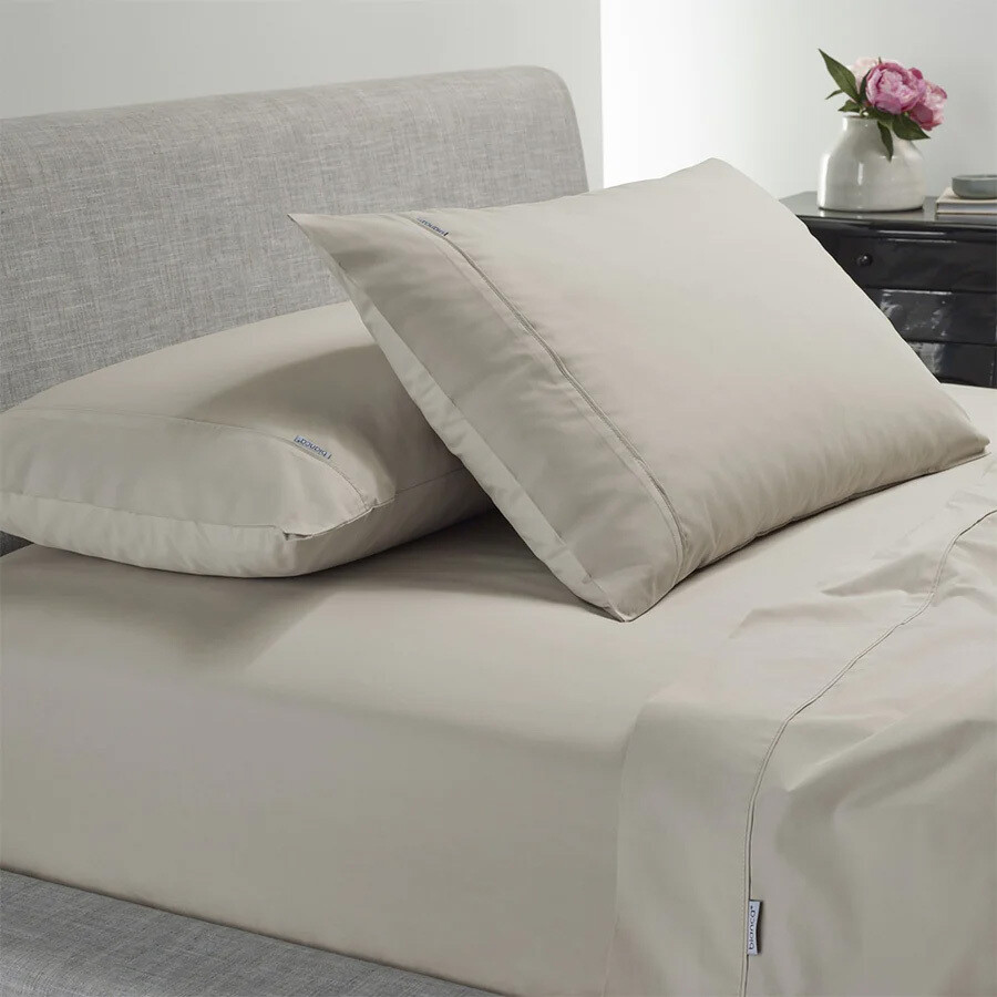 Heston 300 Thread Count Cotton Percale Sheet Sets by Bianca | Stone