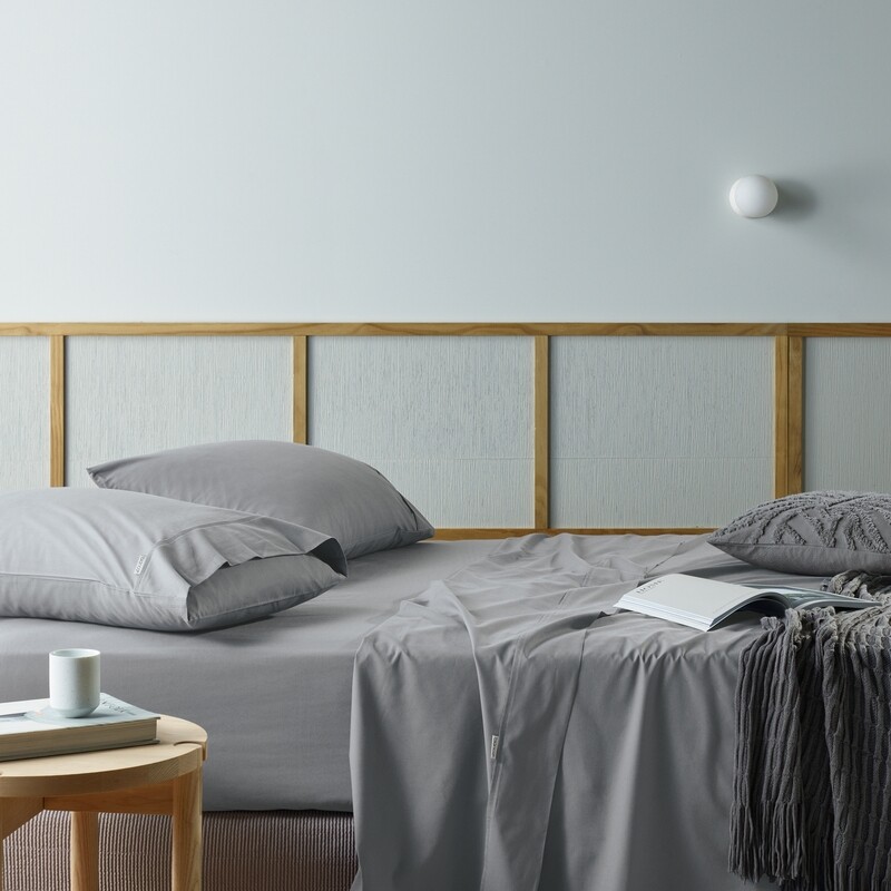 Bianca Natural Cotton Bamboo Sheet Set Silver Queen