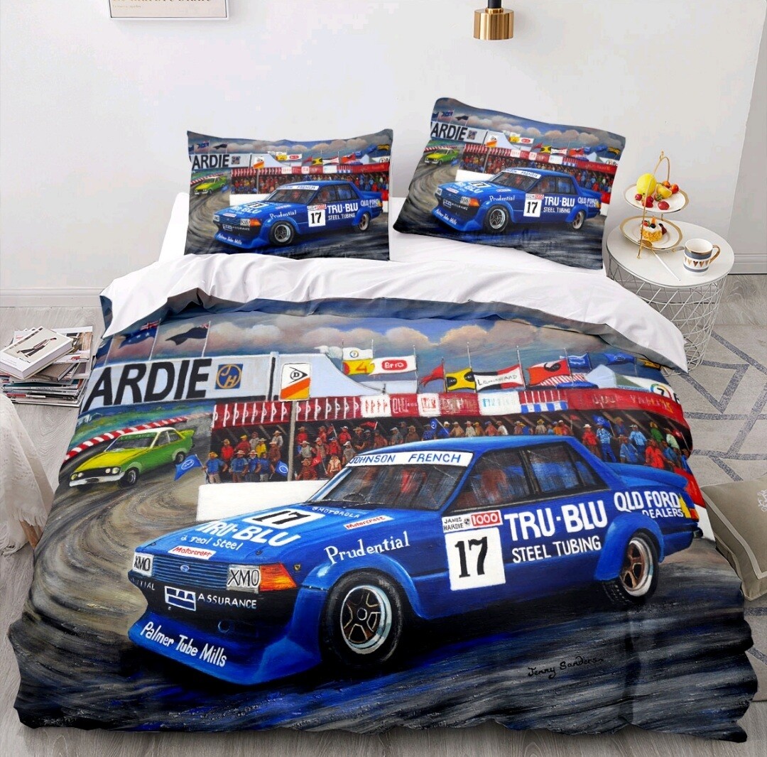Blue Ford Falcon XD Queen Bed Quilt Cover Set.