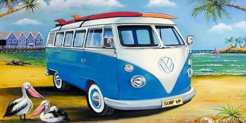 Surfs Up Beach. Pool Bath Towel. Kombi Van