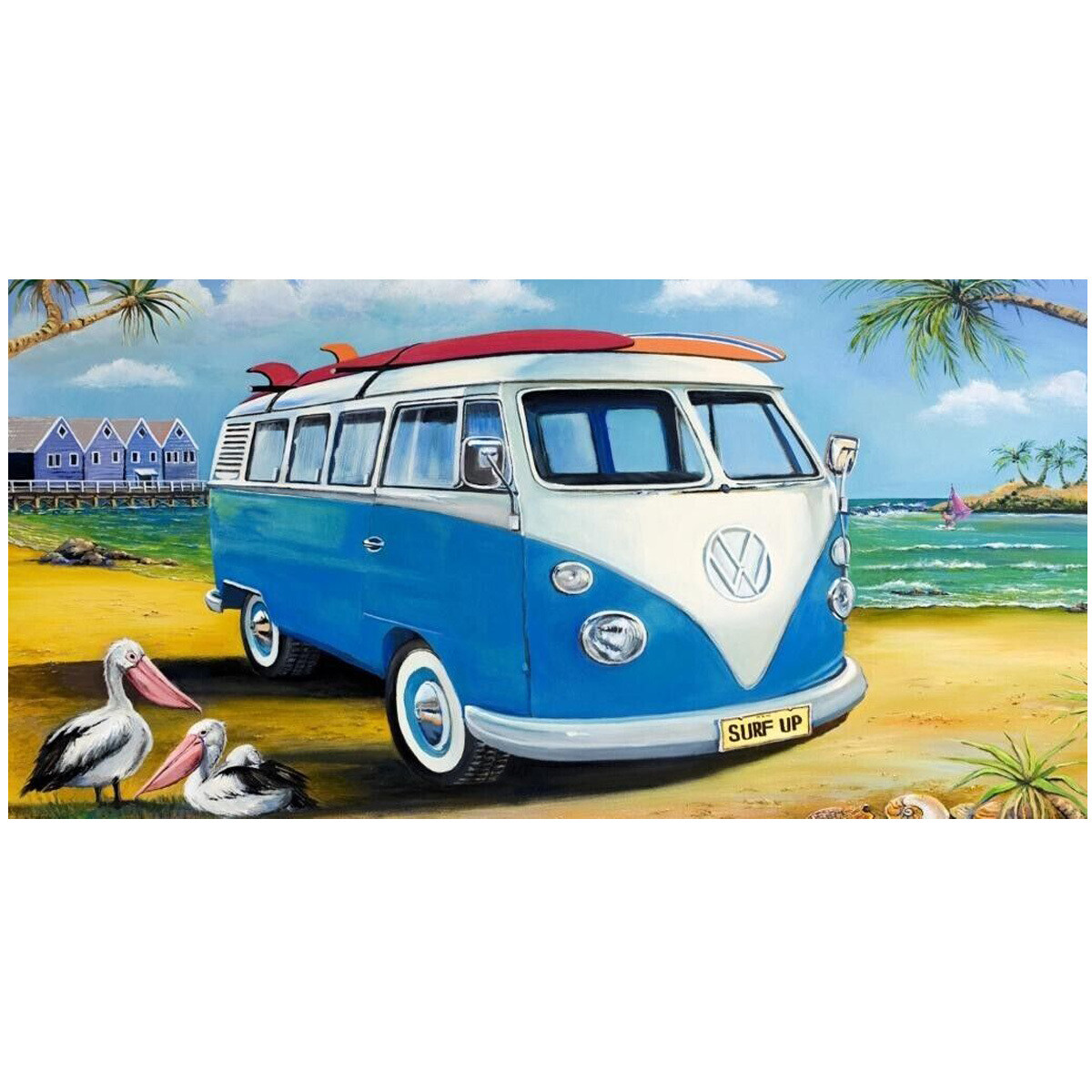 Surfs Up Beach. Pool Bath Towel. Kombi Van
