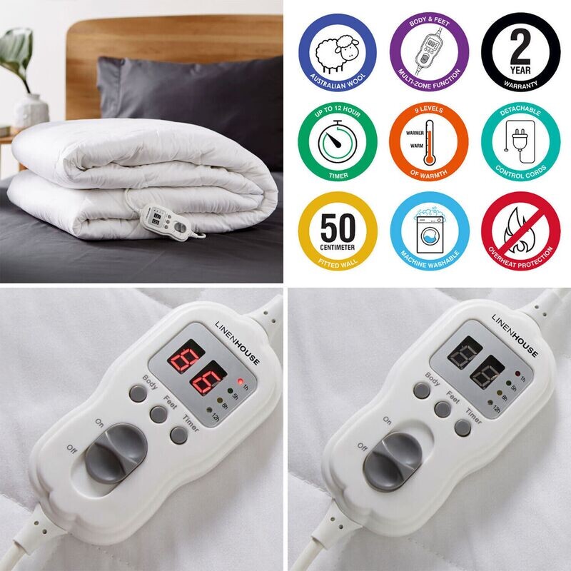 Linen House King Quilted Electric Blanket
