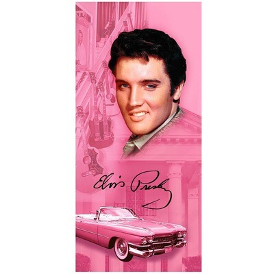 Elvis Microfibre Beach Towel (Pink with Guitars)